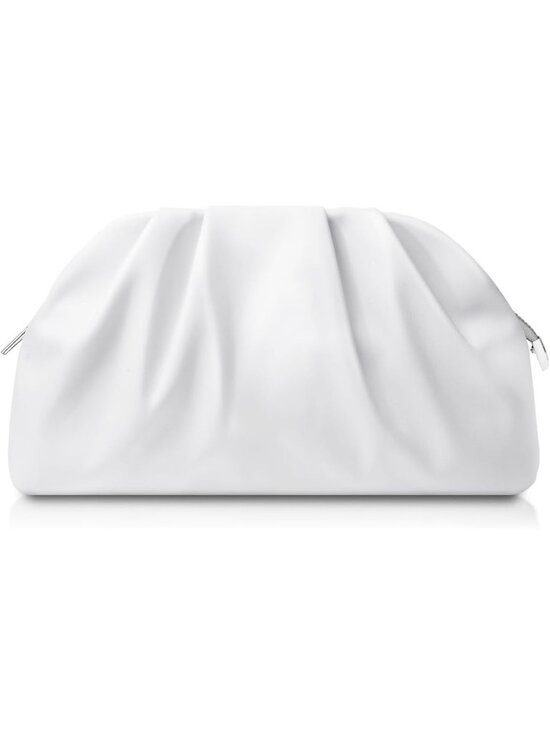 Handbags - Women's White Pleated Cloud-Shaped Clutch Purse Cocktail Wedding Evening Bag